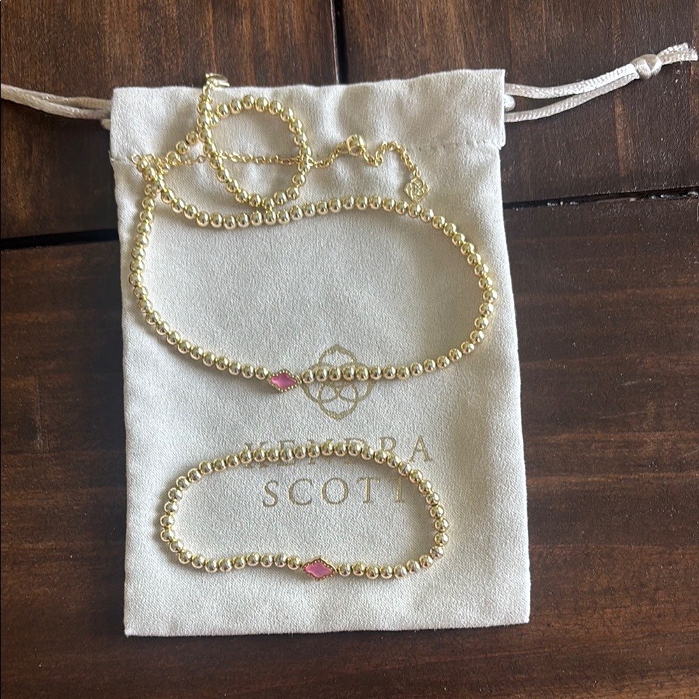 Kendra Scott Gold Bracelet with Pink Accent